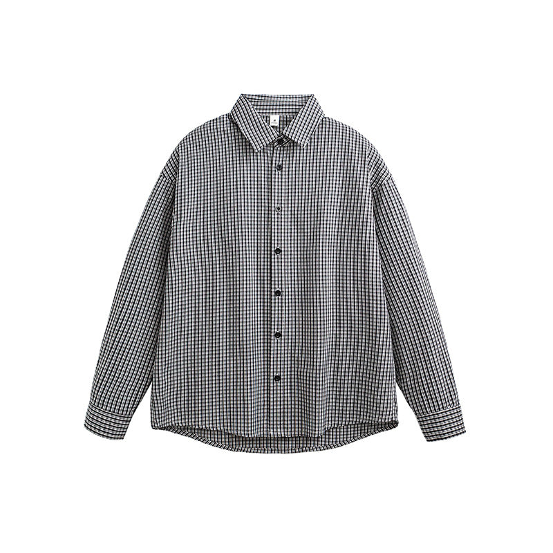 Men's Fashionable Casual Shirt Solid Color Cotton Fiber Long Sleeve Plaid Shirt Casual Button Down Plus Size Men's Shirts