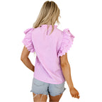 Dames blouse met geplooide mouwen en chiffon