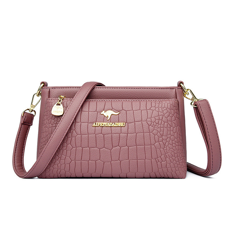 Women's Fashionable Shoulder Bag Zipper Pocket Original Leather Large Capacity Crossbody Bag Women Shoulder Bag