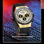 CURREN 8464 Man Fashion Silicone Strap Chronograph Sports Watch - Acquisti Online