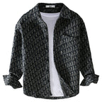 Geborsteld, dik, casual, los overhemdjack met lange mouwen voor heren