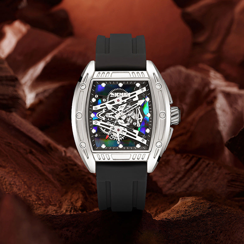 SKMEI Hollow Sheet Plate Trendy Barrel-shaped Waterproof Luminous Fashion Quartz Watch For Men