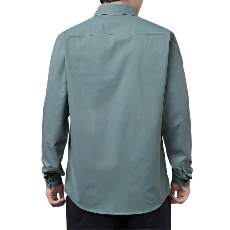 Men's Fashionable Casual Shirt Solid Color Cotton Fiber Plus Size Slim Fit Long-Sleeved Casual Men's Fashion Shirt