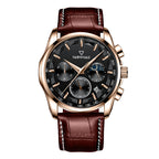 Mark Fairwhale Fashion Watch Three Eyes Timing Multi-Fuction Quartz Watches For Men Moonphase Wristwatch