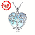 S925 Sterling Silver Moonstone Tree Of Life Earrings For Women's
