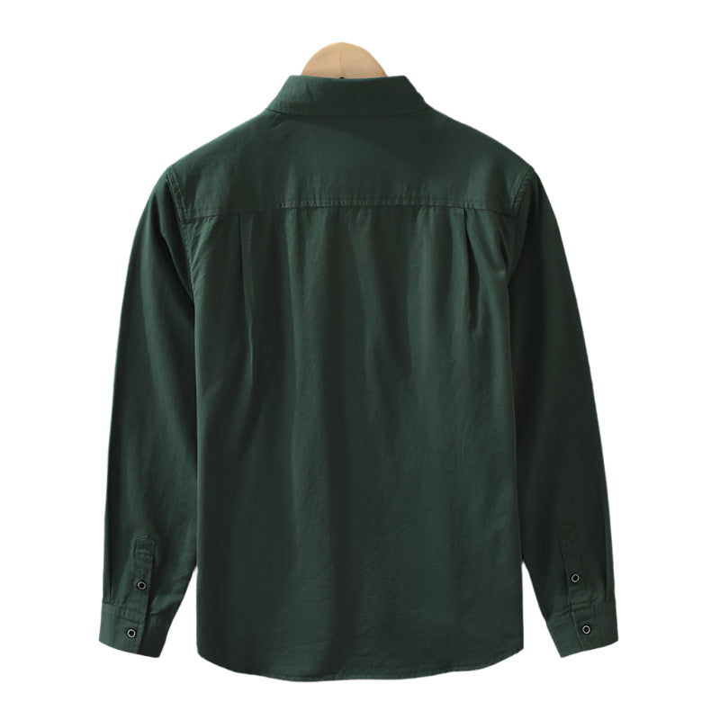 Heren modieus casual overhemd effen kleur puur katoen lange mouwen casual all-match literair los top overhemd