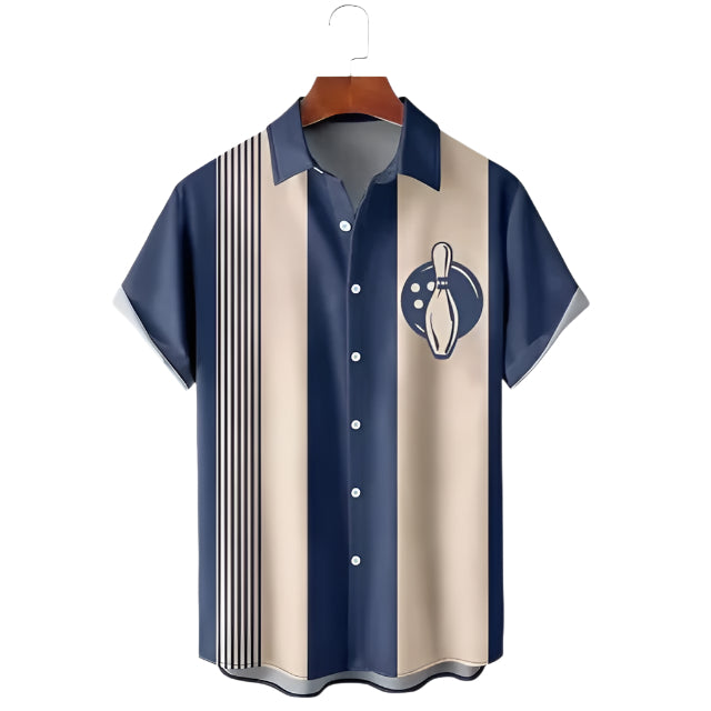 Men's Shirt Fashionable Casual Solid Color Loose Polyester Fiber Shirt Bowling 3d Digital Printing Men's Casual Shirt