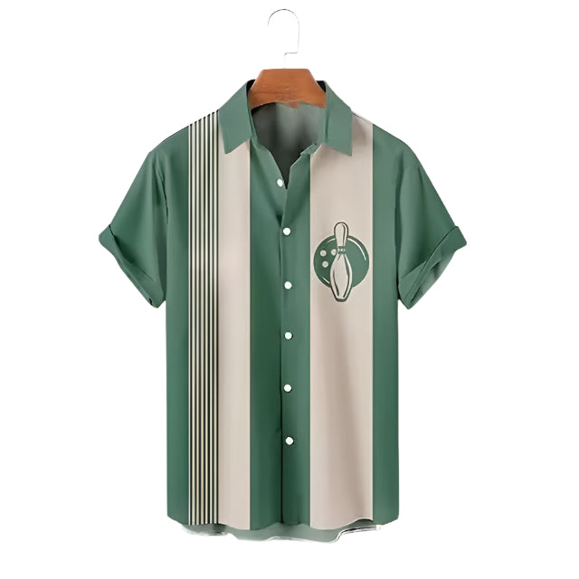 Men's Shirt Fashionable Casual Solid Color Loose Polyester Fiber Shirt Bowling 3d Digital Printing Men's Casual Shirt