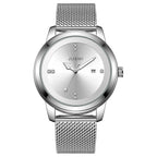 Men's Luxury Quartz Watch Stainless Steel Dial Casual Wristwatch Atmosphere Mesh Strap Quartz Watch