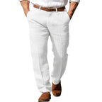 Men's Fashionable Casual Pants Linen Straight Pure Color Comfort Breathable Pants Stylish Men's Fashion Casual Pants - Acquisti Online