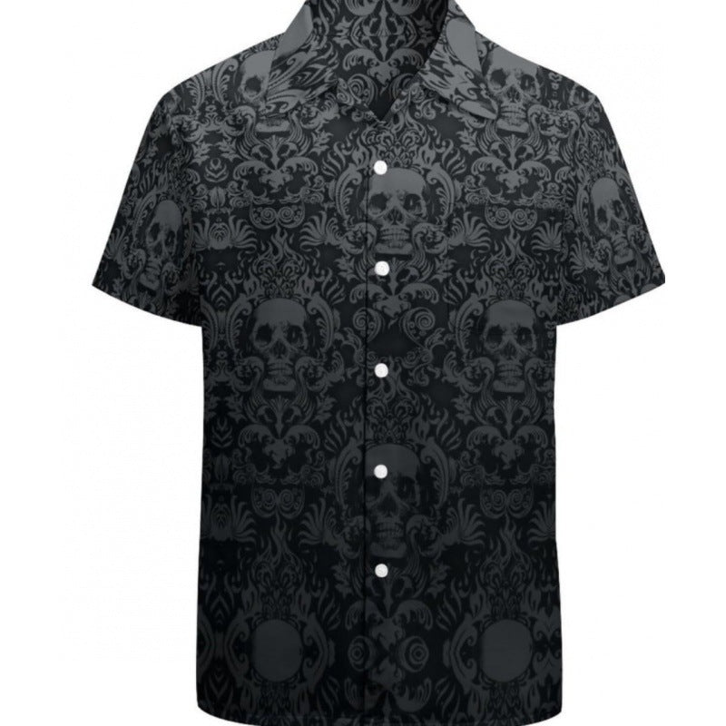 Men's Fashionable Casual Shirt Plus Size Solid Color 3D Digital Printed Polyester Short Sleeve Hawaiian Men's Casual Shirt