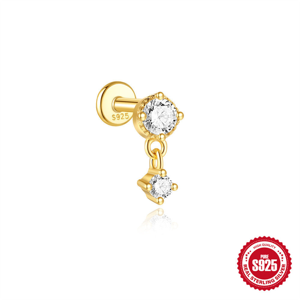 S925 Sterling Silver Shiny Diamond-encrusted Opal Zircon Women's Earrings