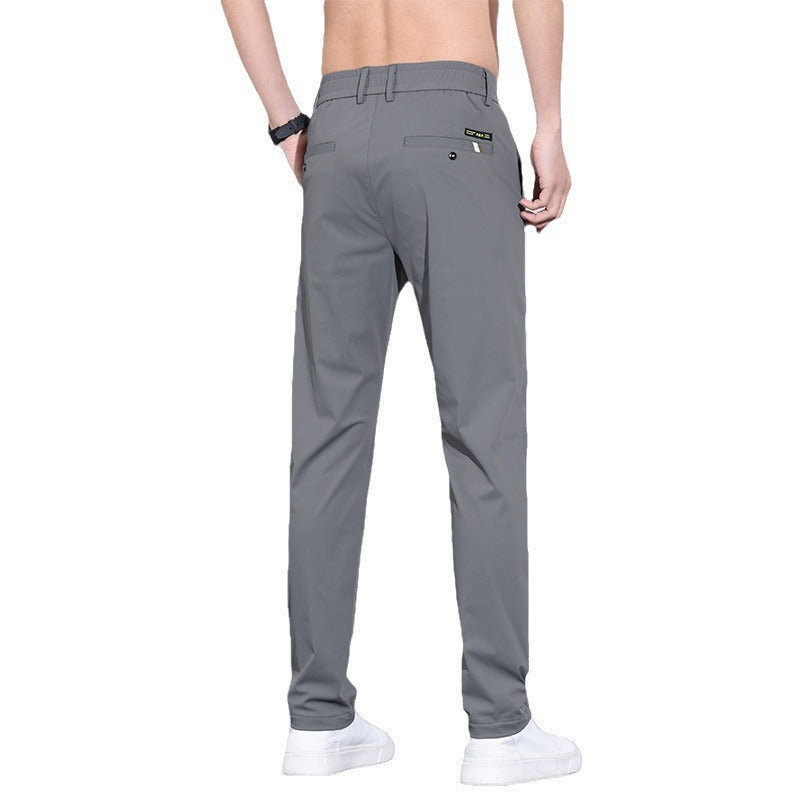 Heren modieuze zakelijke casual formele broek katoenmix hoge elastische ijszijde snel drogende heren casual formele broek