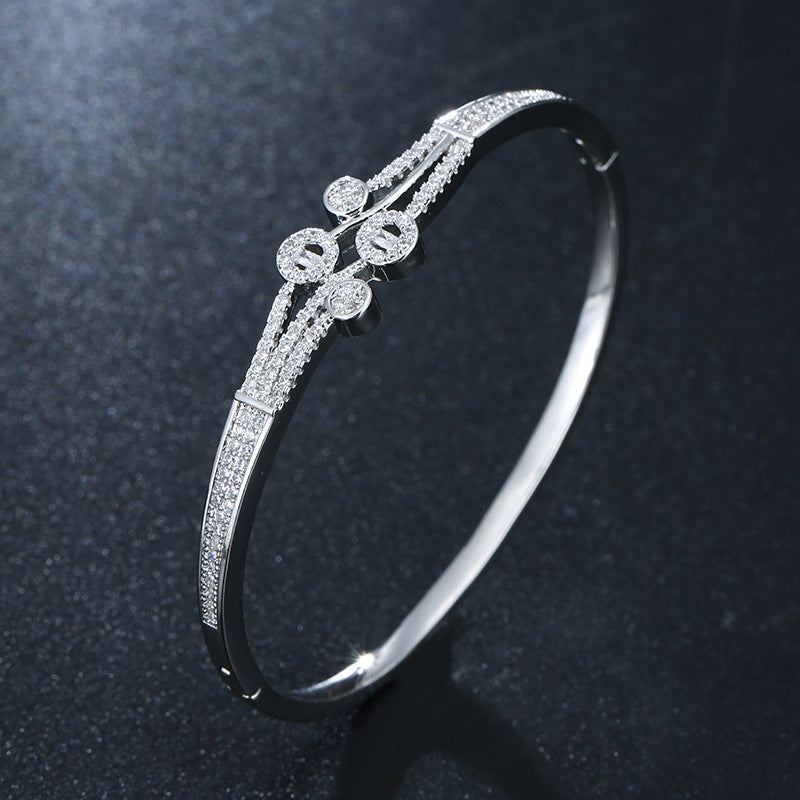 Women's Zircon Open Buckle Copper Bracelet