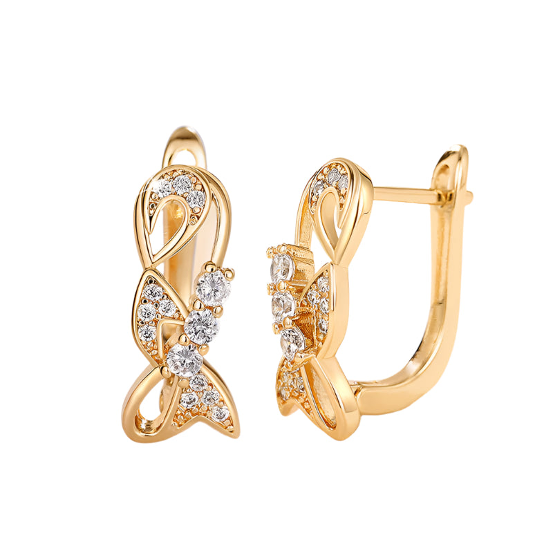 Micro Inlaid Zircon Flower Twist Small Light Luxury Ear Clip