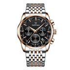 Mark Fairwhale Fashion Watch Three Eyes Timing Multi-Fuction Quartz Watches For Men Moonphase Wristwatch