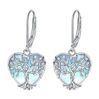 S925 Sterling Silver Moonstone Tree Of Life Earrings For Women's