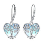Women Fashionable Earrings S925 Sterling Silver Celtic Knot Moonstone Tree of Life Lever Back Dangle Drop Women Earrings