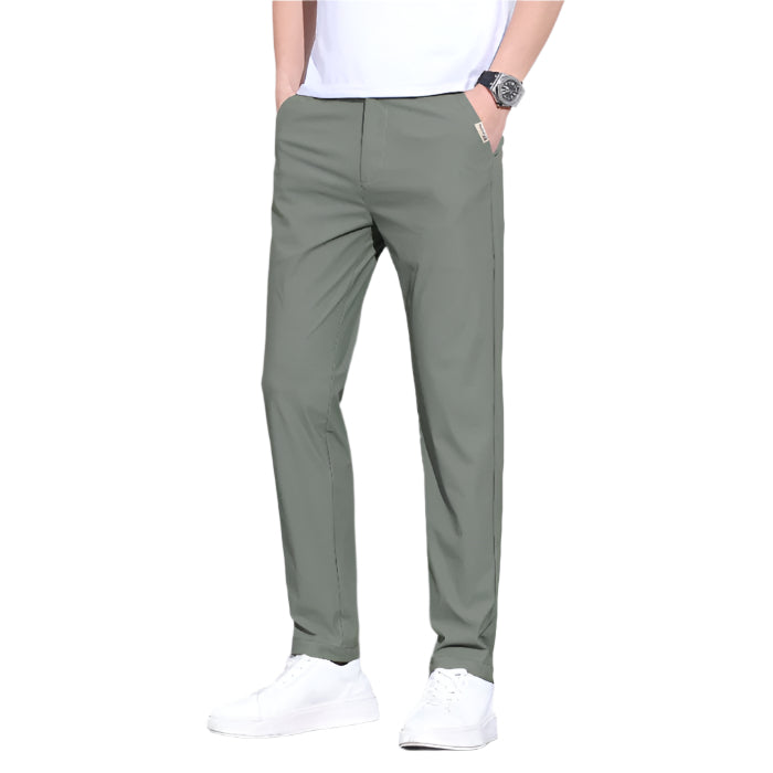 Heren modieuze zakelijke casual formele broek katoenmix hoge elastische ijszijde snel drogende heren casual formele broek
