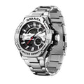 SMAEL Orologio elettronico al quarzo con cinturino in acciaio inossidabile, sveglia, orologio sportivo alla moda, orologio con doppio fuso orario