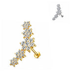 316 Stainless Steel Five Flowers Zircon Labret