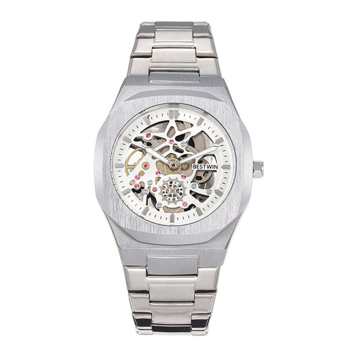 BESTWIN Men's Luxury Automatic Mechanical Watch Hollow Butterfly Clasp Alloy case waterproof men watch