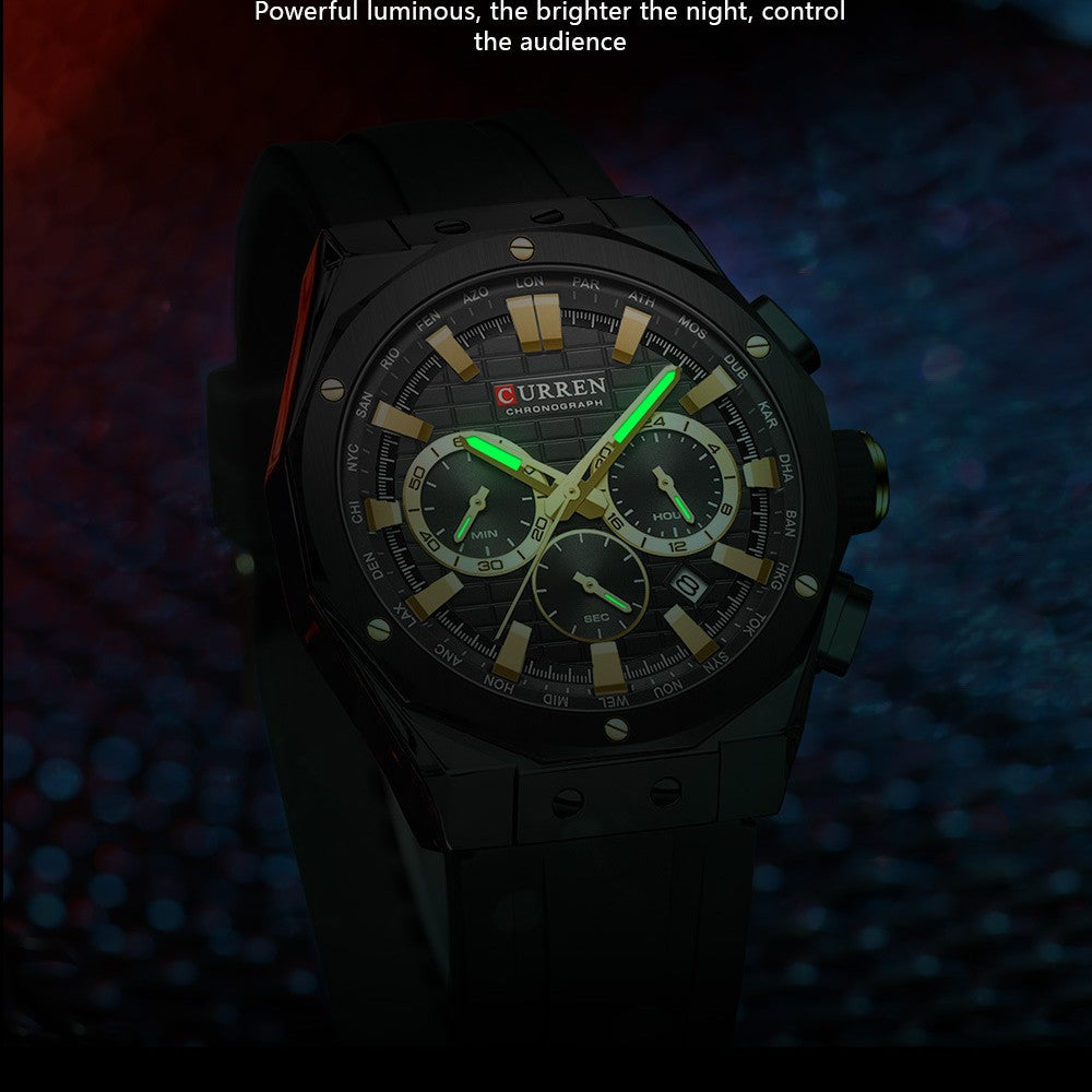 CURREN 8464 Man Fashion Silicone Strap Chronograph Sports Watch - Acquisti Online