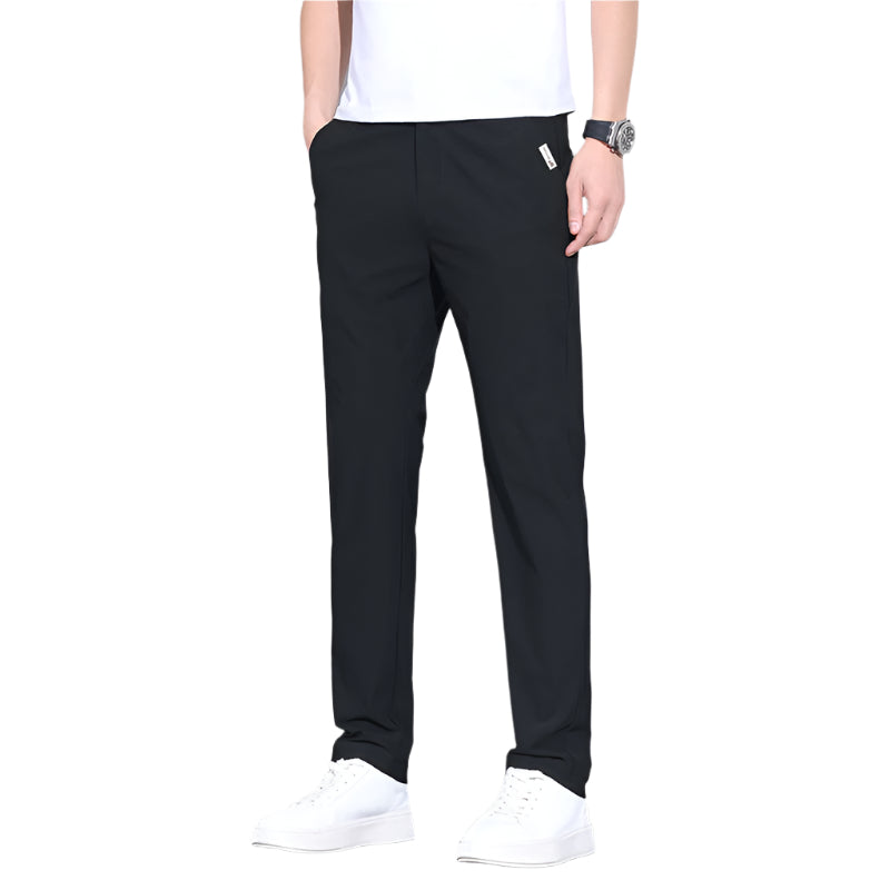 Heren modieuze zakelijke casual formele broek katoenmix hoge elastische ijszijde snel drogende heren casual formele broek