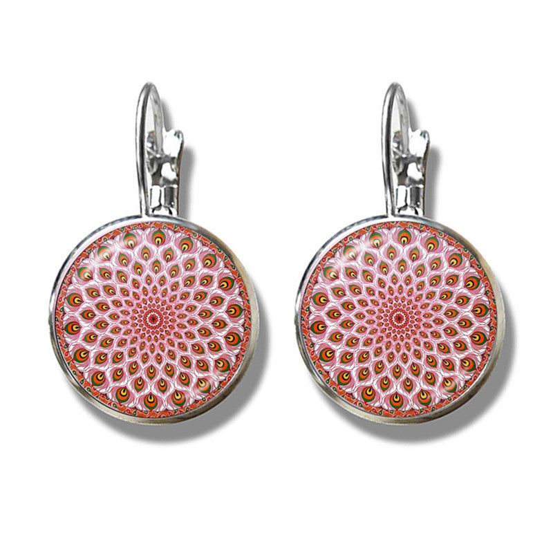 Mandala Art Picture Earrings Crystal Yoga Earrings