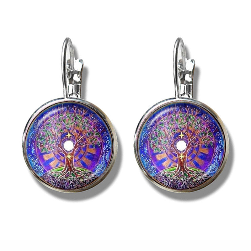 Mandala Art Picture Earrings Crystal Yoga Earrings