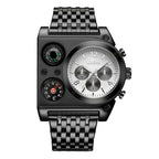 OULM Luxury Military Men Watches Compass Temperature Display Movement Watch Three Times Large Dial Quartz Business Wristwatch Luminous Men's Watch