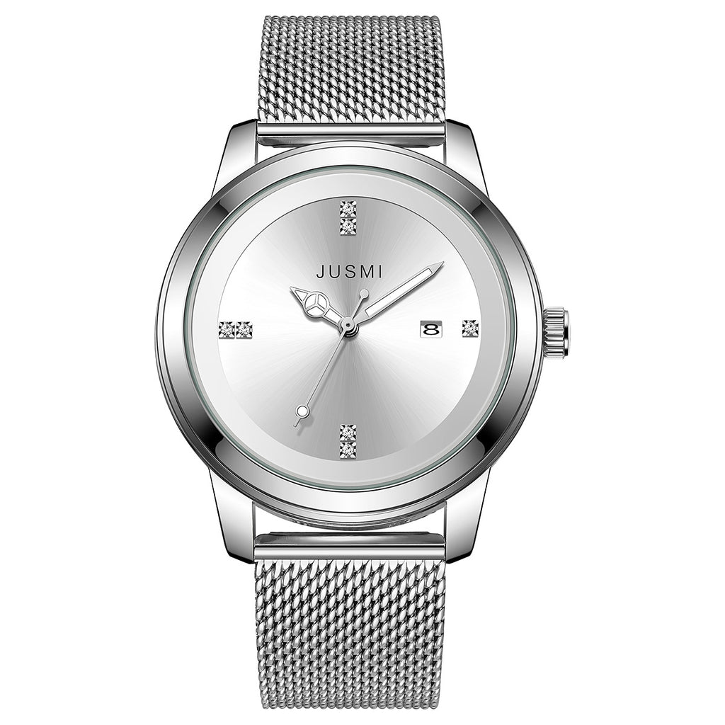 Men's Luxury Quartz Watch Stainless Steel Dial Casual Wristwatch Atmosphere Mesh Strap Quartz Watch