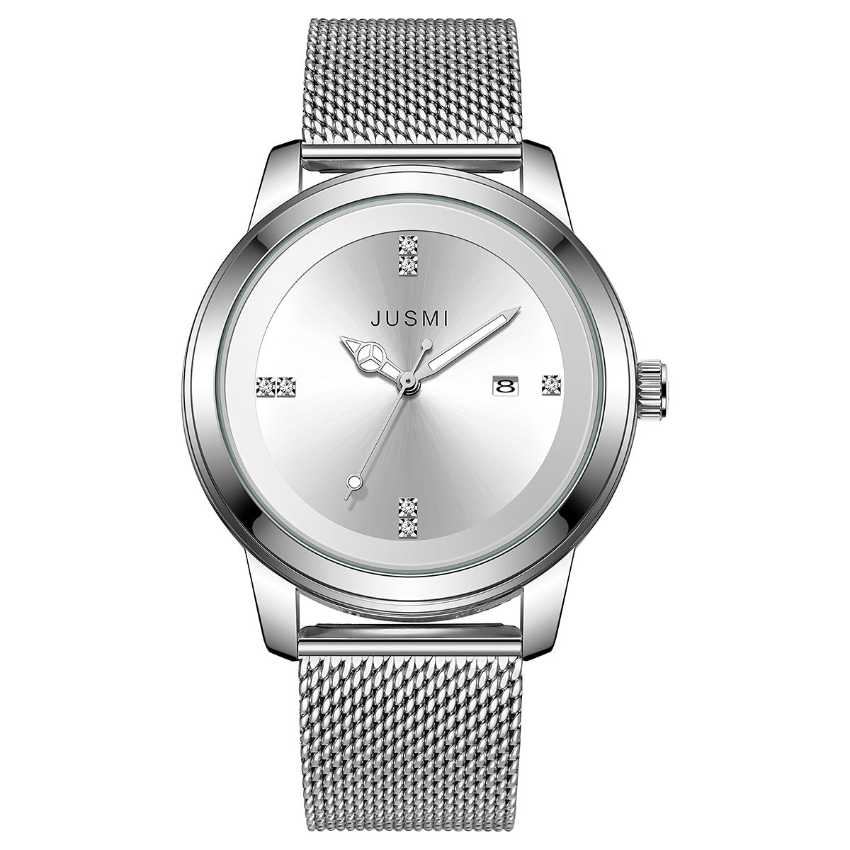 Men's Luxury Quartz Watch Stainless Steel Dial Casual Wristwatch Atmosphere Mesh Strap Quartz Watch