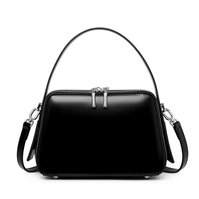 Women's Genuine Leather Shoulder Bag Multi Zipper Pocket Large Capacity Crossbody Bag Fashionable Women's Shoulder Bag
