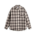 Men's Fashion Vintage Brushed Plaid Long Sleeve Shirt Plaid Flannel Padded Shirt Front Snap Buttons Men's Shirt