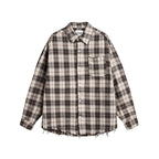 Fashion Vintage Brushed Plaid Long Sleeve Men's Shirt