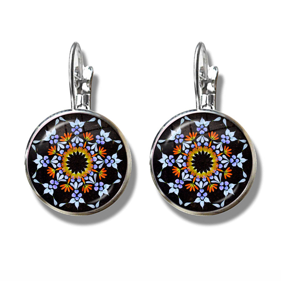 Mandala Art Picture Earrings Crystal Yoga Earrings