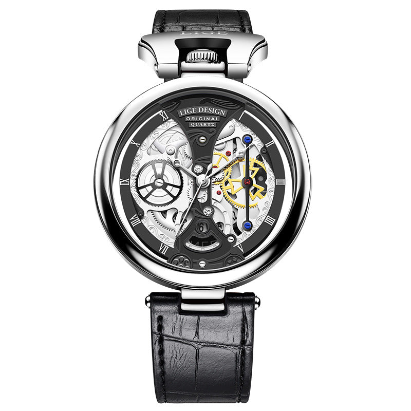 LIGE Creative Quartz Watches Fashion Casual Waterproof Auto Date Leather Men Watch Luxury Watch for Men - Acquisti Online