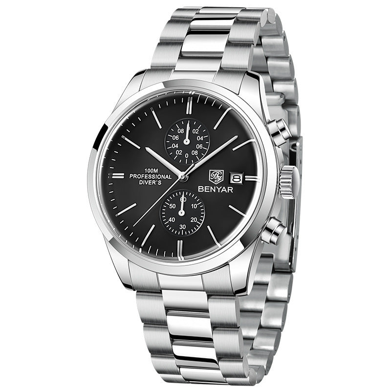 BENYAR new multifunctional quartz leather watch business leisure men's watch Men's Waterproof Quartz Watch
