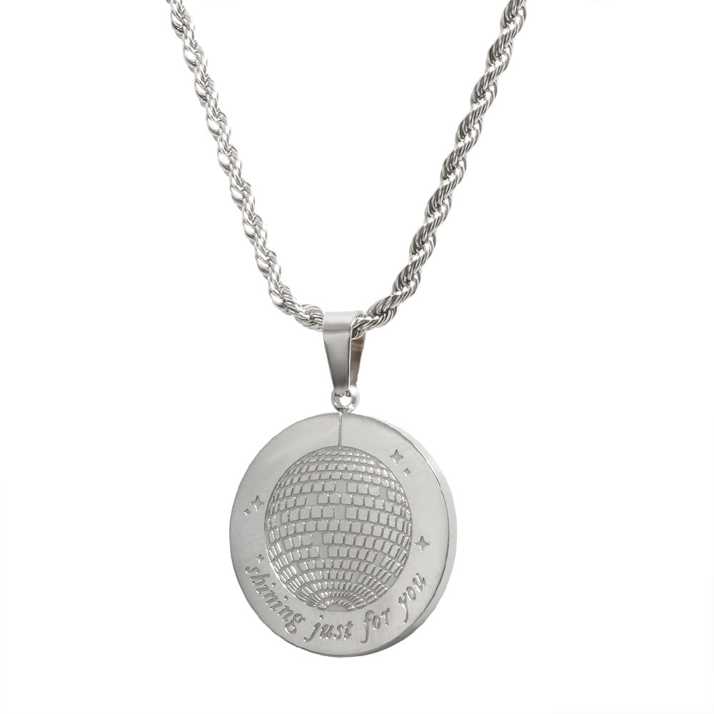 Round Pendant Stainless Steel Necklace For Women
