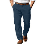 Men's Fashionable Casual Pants Linen Straight Pure Color Comfort Breathable Pants Stylish Men's Fashion Casual Pants - Acquisti Online