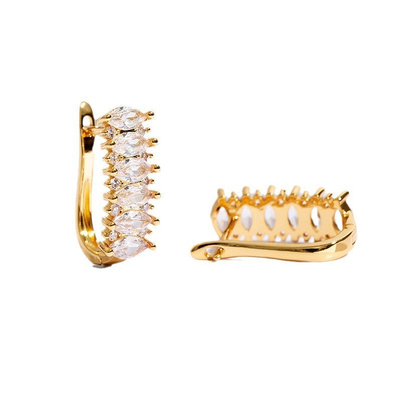 U-shaped Horse Eye Zircon Gang Drill Women's Earrings