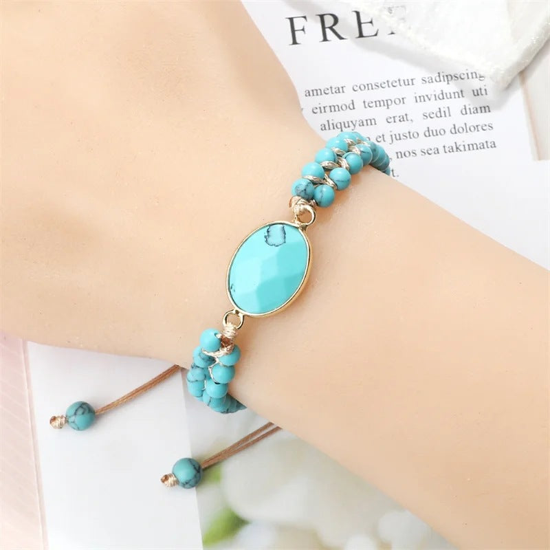 Handgeweven 4MM natuurlijke blauwe turquoise kralen onregelmatige armband