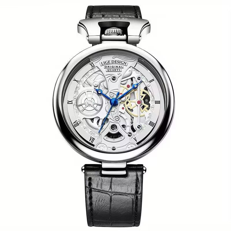 LIGE Creative Quartz Watches Fashion Casual Waterproof Auto Date Leather Men Watch Luxury Watch for Men - Acquisti Online
