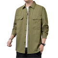 Men's Fashionable Casual Shirt Solid Color Cotton Fiber Plus Size Slim Fit Long-Sleeved Casual Men's Fashion Shirt