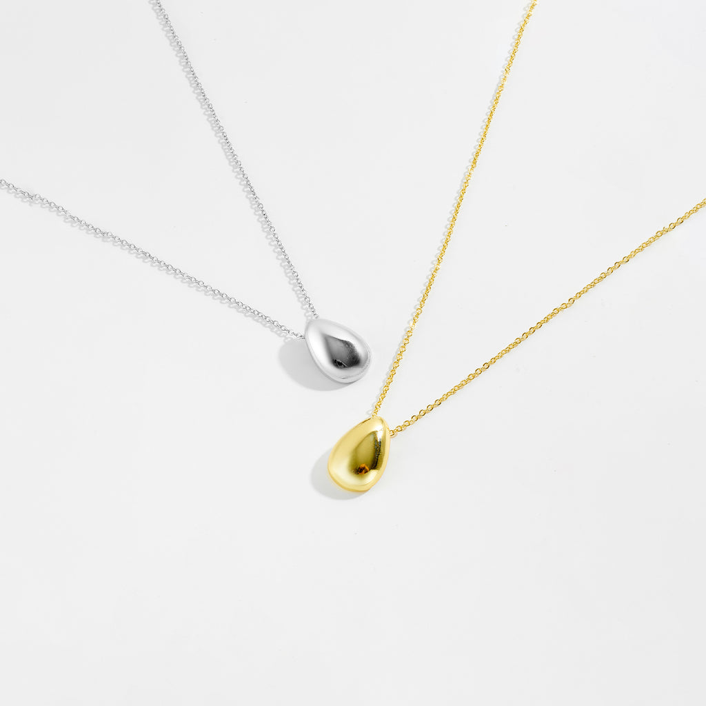Glossy Minority Simple All-match Oval Water Drop Necklace