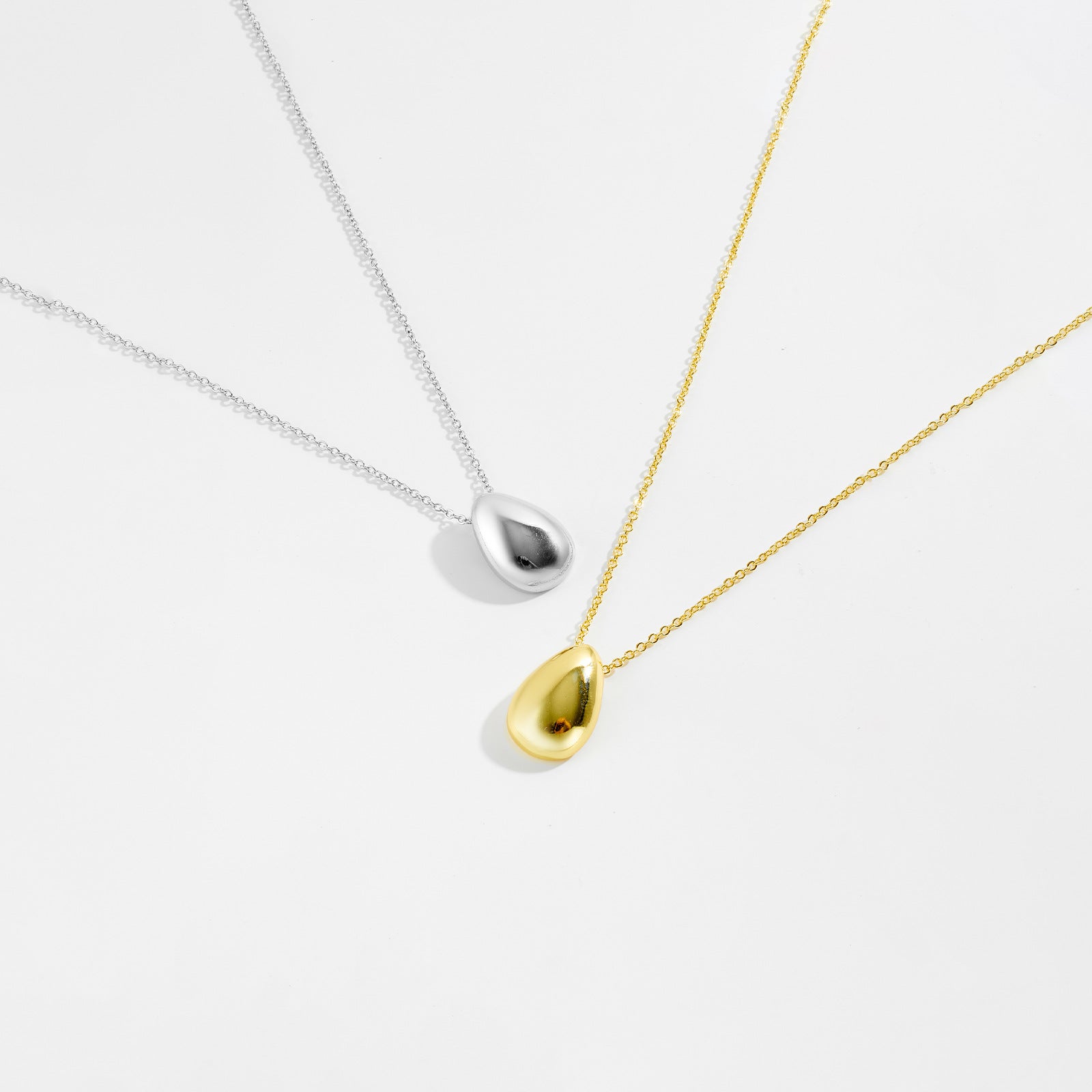 Glossy Minority Simple All-match Oval Water Drop Necklace