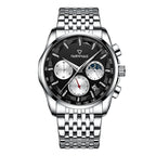 Mark Fairwhale Fashion Watch Three Eyes Timing Multi-Fuction Quartz Watches For Men Moonphase Wristwatch