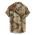 Men's Fashionable Casual Shirt Plus Size Solid Color 3D Digital Printed Polyester Short Sleeve Hawaiian Men's Casual Shirt