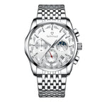 Mark Fairwhale Fashion Watch Three Eyes Timing Multi-Fuction Quartz Watches For Men Moonphase Wristwatch